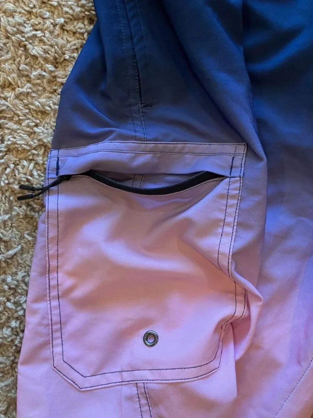 Mens 2XL Swim Trunks Bundle Tropical Palm Ombre Blue Pink Tie Waist Board Shorts